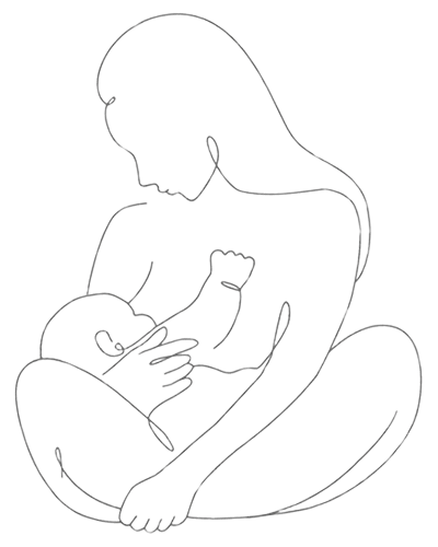 Silueta de bebé mamando