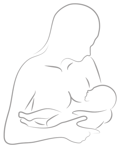 Silueta de mamá dando pecho a su bebé